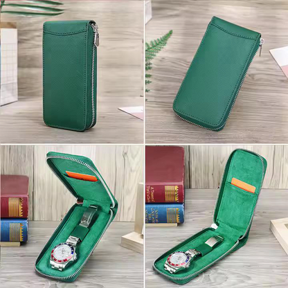 Green Saffiano Leather Watch Case Single slot