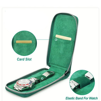 Green Saffiano Leather Watch Case Single slot