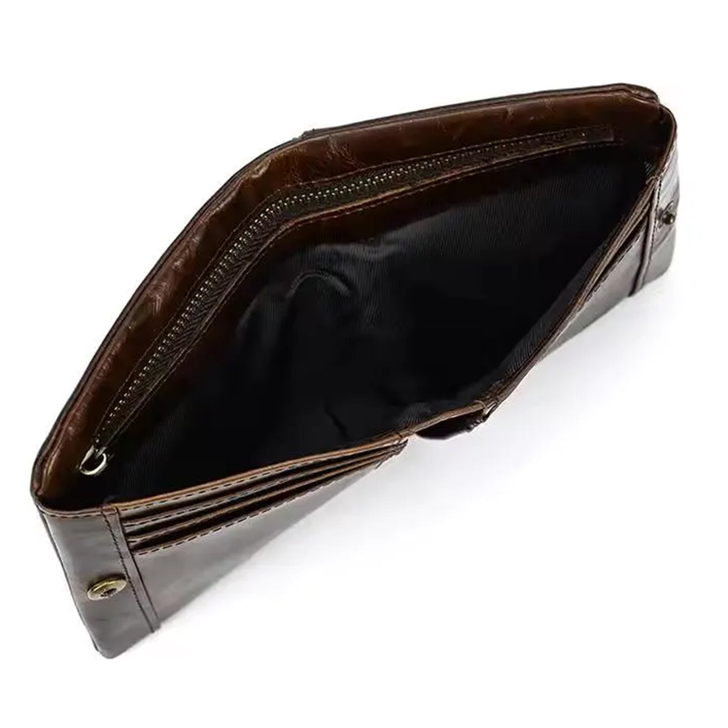 Brown leather wallet on a white background