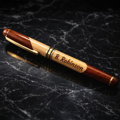 Personalized Wood Pen & Matching Gift Box Set – Custom Engraved Wooden Executive Gift