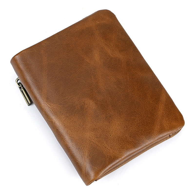 Brown Bifold Soft Leather Zipper Wallet for Men-Personalised