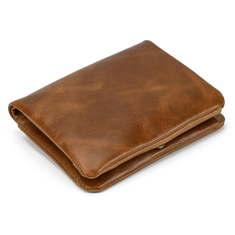 Brown Bifold Soft Leather Zipper Wallet for Men-Personalised