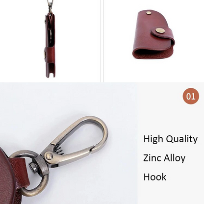 Personalised Name Engraved Leather Keychain – Brown