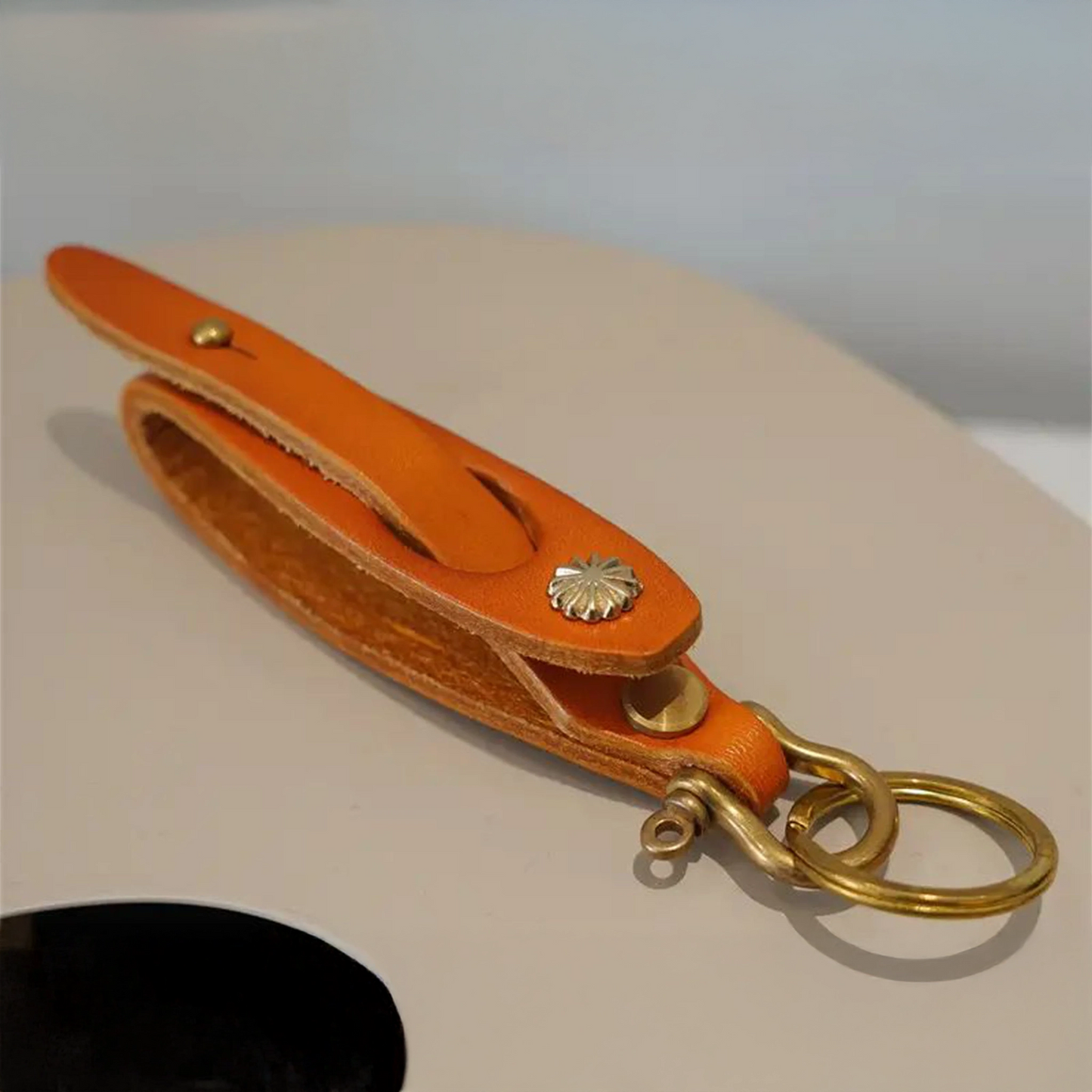 Personalised Anniversary Leather Keychain – Dark Brown