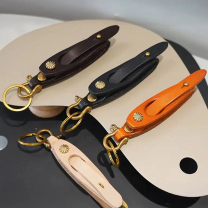 Premium Leather Strap Keychain Tan – Custom Engraved