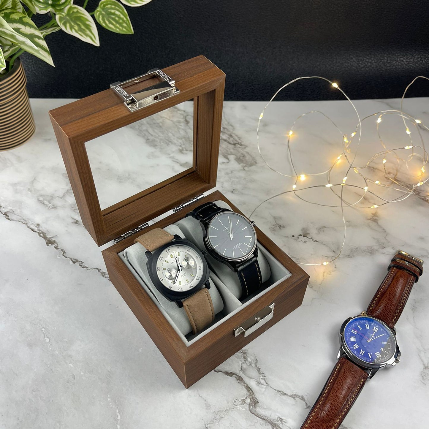 Personalised Wooden Watch Case- 2 Slots